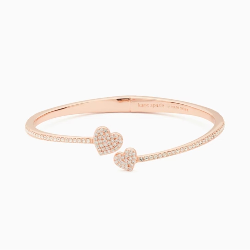 NWT! Kate Spade Yours Truly Pave Open Heart Hinge Cuff Bracelet - Picture 1 of 10